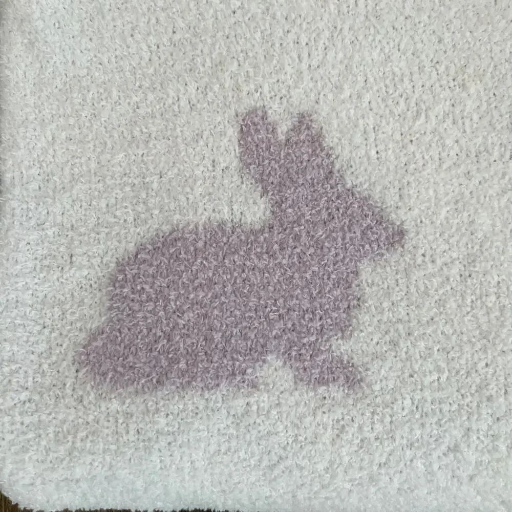 Reversible Rachel Ashwell Throw Blanket Lavender Easter Bunny Rabbit Knit New